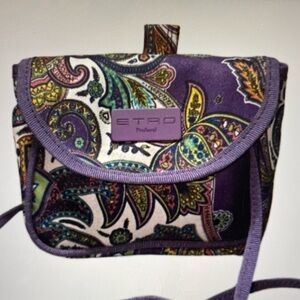 Etro Purple Paisley Profumi Crossbody/Vanity bag - Italian designer EUC